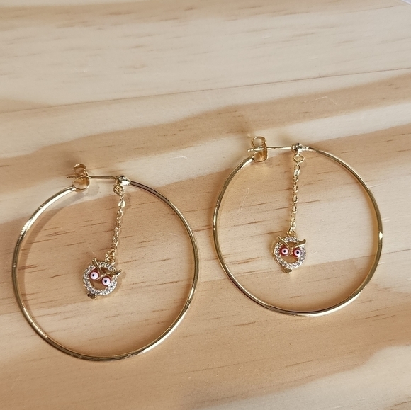 𝅺large Owl hoop earrings - Picture 4 of 4